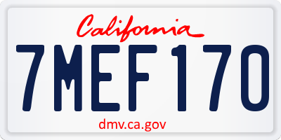 CA license plate 7MEF170