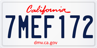 CA license plate 7MEF172