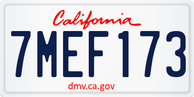 CA license plate 7MEF173