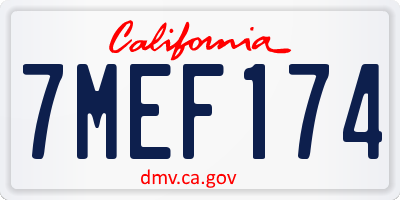 CA license plate 7MEF174