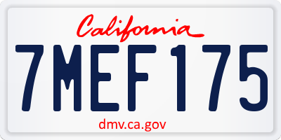 CA license plate 7MEF175