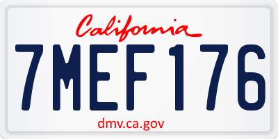 CA license plate 7MEF176