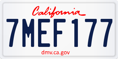 CA license plate 7MEF177
