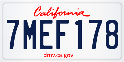 CA license plate 7MEF178