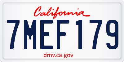 CA license plate 7MEF179