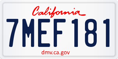 CA license plate 7MEF181