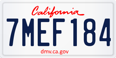 CA license plate 7MEF184
