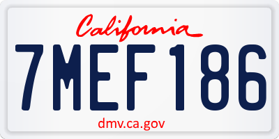 CA license plate 7MEF186