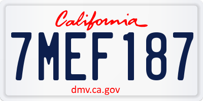 CA license plate 7MEF187