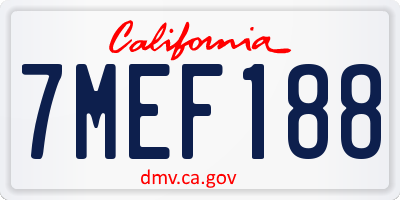 CA license plate 7MEF188