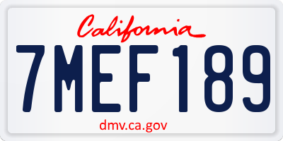 CA license plate 7MEF189