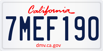 CA license plate 7MEF190