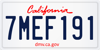 CA license plate 7MEF191