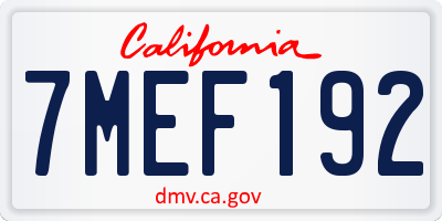 CA license plate 7MEF192