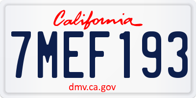 CA license plate 7MEF193
