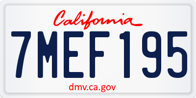 CA license plate 7MEF195