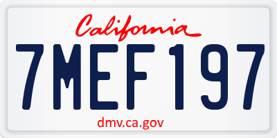 CA license plate 7MEF197