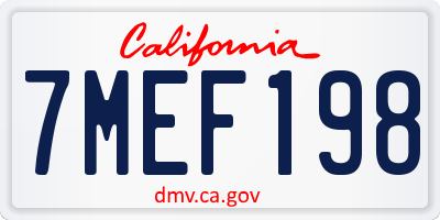 CA license plate 7MEF198