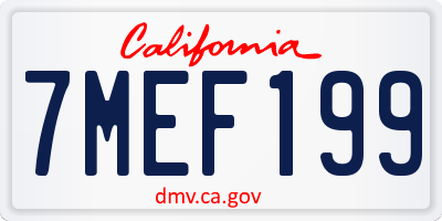 CA license plate 7MEF199
