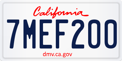 CA license plate 7MEF200