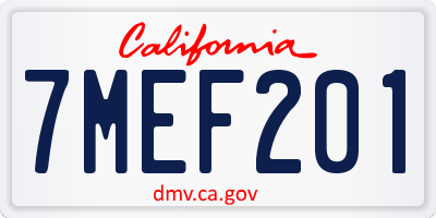 CA license plate 7MEF201