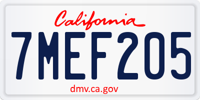 CA license plate 7MEF205