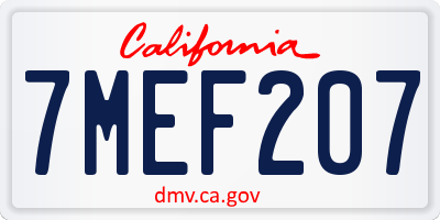 CA license plate 7MEF207