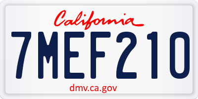 CA license plate 7MEF210