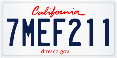 CA license plate 7MEF211