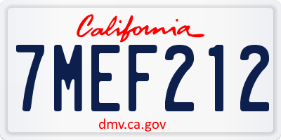 CA license plate 7MEF212