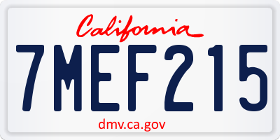 CA license plate 7MEF215