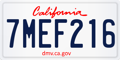 CA license plate 7MEF216