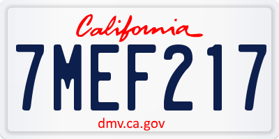 CA license plate 7MEF217