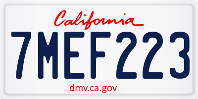 CA license plate 7MEF223