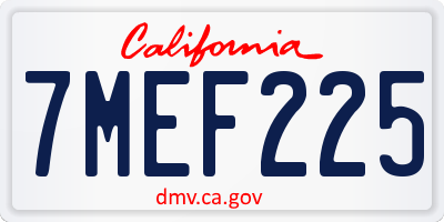 CA license plate 7MEF225