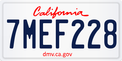 CA license plate 7MEF228