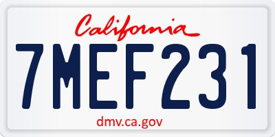 CA license plate 7MEF231
