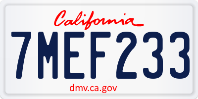 CA license plate 7MEF233