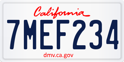 CA license plate 7MEF234