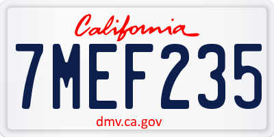CA license plate 7MEF235