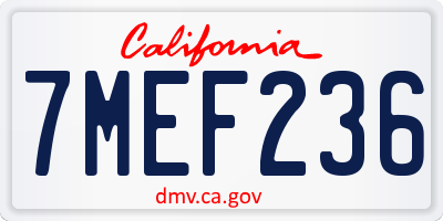 CA license plate 7MEF236