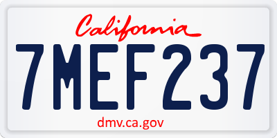 CA license plate 7MEF237