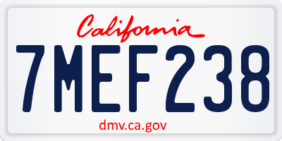 CA license plate 7MEF238