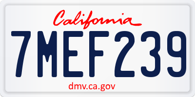 CA license plate 7MEF239