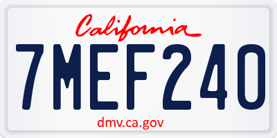 CA license plate 7MEF240