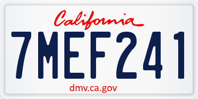 CA license plate 7MEF241