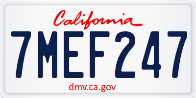 CA license plate 7MEF247
