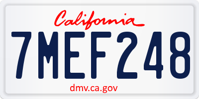 CA license plate 7MEF248