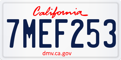 CA license plate 7MEF253