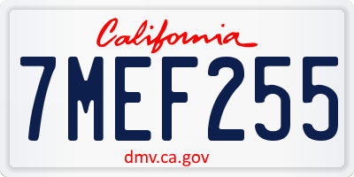 CA license plate 7MEF255